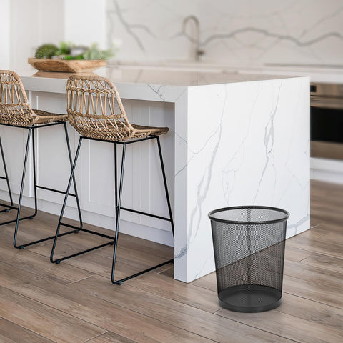 Vinsani 2-Pack Modern Black Mesh Trash Bins - Stylish & Minimalist Waste Baskets