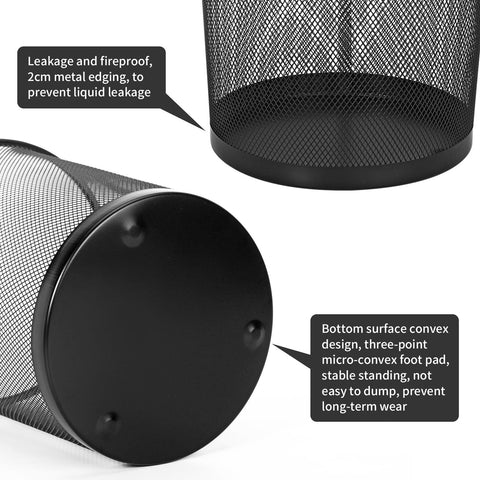 Vinsani 2-Pack Modern Black Mesh Trash Bins - Stylish & Minimalist Waste Baskets