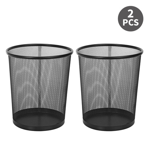 Vinsani 2-Pack Modern Black Mesh Trash Bins - Stylish & Minimalist Waste Baskets