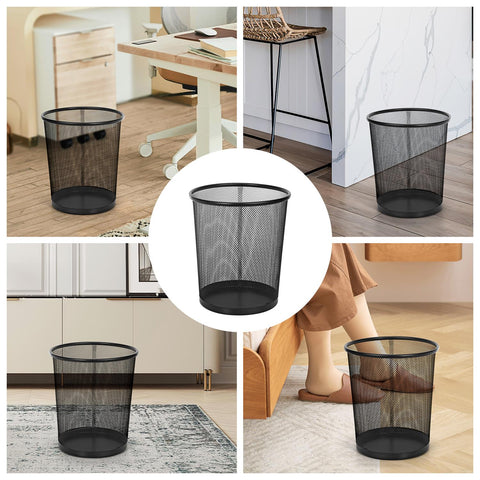 Vinsani 2-Pack Modern Black Mesh Trash Bins - Stylish & Minimalist Waste Baskets