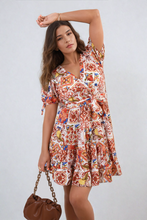 Load image into Gallery viewer, ikrush-delilah-floral-v-neck-tie-waist-mini-dress-1717422550-DSC8790.png