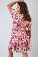 Load image into Gallery viewer, ikrush-delilah-floral-v-neck-tie-waist-mini-dress-1717422593-DSC8800.png