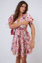 Load image into Gallery viewer, ikrush-delilah-floral-v-neck-tie-waist-mini-dress-1717422627-DSC8797.png
