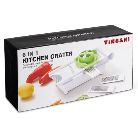 VINSANI 6-in-1 Grater: Ultimate Kitchen Tool for Slicing, Grating & Safety!