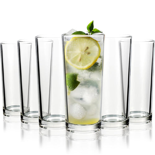 Vinsani Hiball Glass Set - Timeless Design for Cocktails & Desserts (Set of 6)