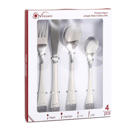 Vinsani Jungle 4-Piece Kids Cutlery Set – Fun, Safe, and Elegant Mealtime Essentials!