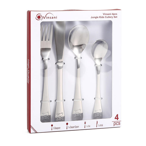 Vinsani Jungle Adventure Kids Cutlery Set - 8-Piece Fun & Safe Dining!
