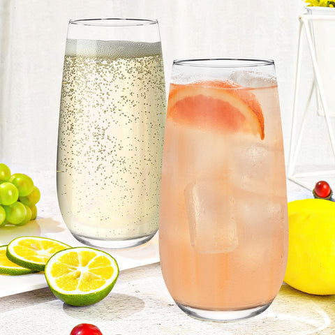 Vinsani Esteem Highball Glasses - Elegant Set of 6 for Drinks & Desserts