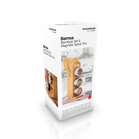 Bamsa 7-Piece Magnetic Spice & Bamboo Utensil Set – Cook with Style & Ease!