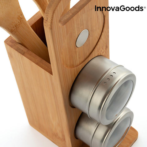 Bamsa 7-Piece Magnetic Spice & Bamboo Utensil Set – Cook with Style & Ease!