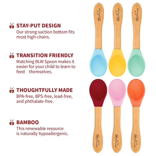 Vibrant 6-Piece Bamboo & Silicone Baby Spoon Set for Fun Weaning Adventures