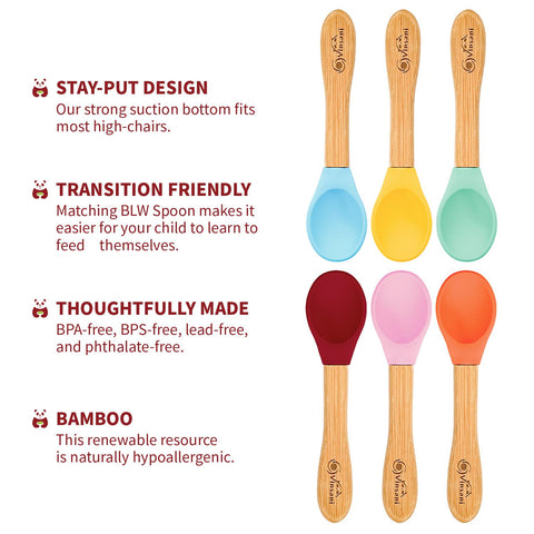 Vibrant 6-Piece Bamboo & Silicone Baby Spoon Set for Fun Weaning Adventures
