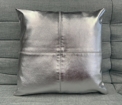 2x Genuine Metallic Leather Sofa Cushion Covers