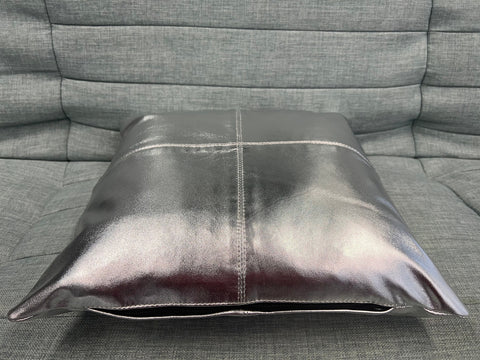 2x Genuine Metallic Leather Sofa Cushion Covers