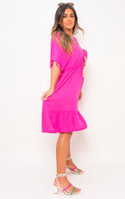 Load image into Gallery viewer, ikrush-maja-v-neck-short-sleeve-midi-dress-with-tassel-detail-1679424937DSC3050.jpg