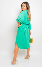 Load image into Gallery viewer, ikrush-rosie-button-down-pull-up-sleeve-midi-dress-with-front-pocket-1688150674-DSC9956.jpg
