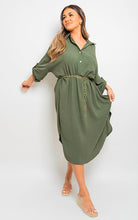 Load image into Gallery viewer, ikrush-rosie-button-down-pull-up-sleeve-midi-dress-with-front-pocket-1688150424-DSC9969.jpg