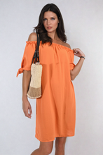 Load image into Gallery viewer, ikrush-tessa-knot-cuff-off-shoulder-mini-dress-1719955402537872.png
