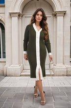 Load image into Gallery viewer, ikrush-lydia-knitted-contrast-trim-long-sleeve-midi-dress-1724786198539773-3.jpg