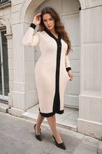 Load image into Gallery viewer, ikrush-lydia-knitted-contrast-trim-long-sleeve-midi-dress-1724786084539770-3.jpg