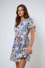 Load image into Gallery viewer, ikrush-delilah-floral-v-neck-tie-waist-mini-dress-1717422433-DSC8786.png
