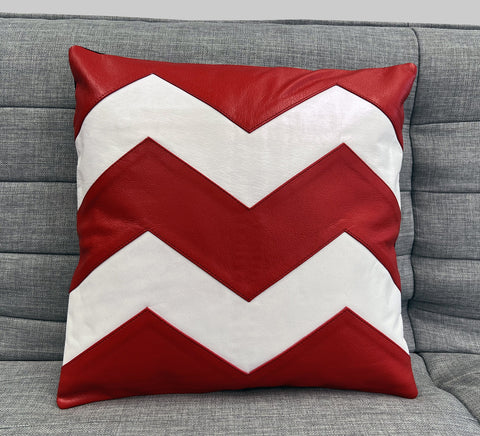 2x Zig Zag Original Leather Cushion Covers