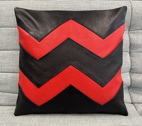 2x Zig Zag Original Leather Cushion Covers