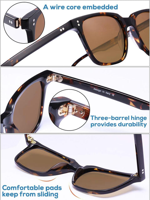 Retro Polarised Sunglasses for Women UV400 Protection Driving Outdoor Acetate Frame