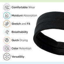 Load image into Gallery viewer, Premium 9 cm Wide Black Sweat Headband - 95% Cotton, 5% Lycra for Ultimate Comfort and Performance For Women &amp; Men Yoga Hair Bands Unisex Kylie Bandeau Sweatband