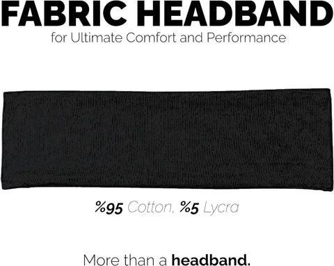 Premium 9 cm Wide Black Sweat Headband - 95% Cotton, 5% Lycra for Ultimate Comfort and Performance For Women & Men Yoga Hair Bands Unisex Kylie Bandeau Sweatband