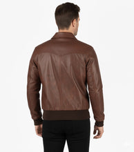 Load image into Gallery viewer, The Deal Mens Vintage Brown Leather Bomber Jacket