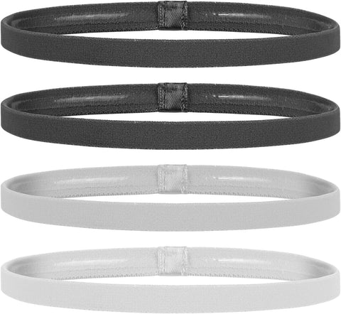 Elastic Sports Headbands 4 Packs Athletic Exercise Sport Football Non-Slip Silicone Grip Thin Headpiece Mini Sweatband Headwear Yoga Outdoor