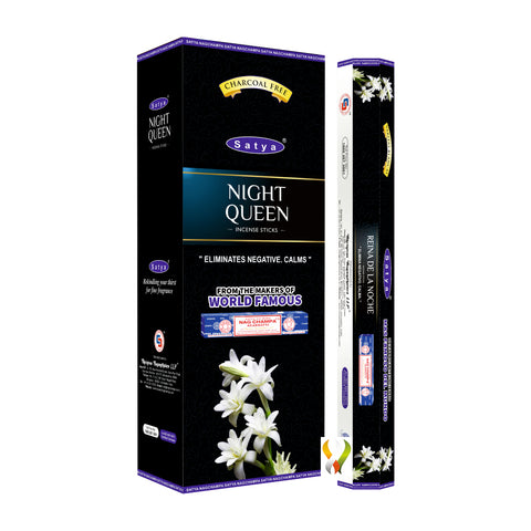 Satya Night Queen Hexa Incense - 120 All-Natural Sticks for Serene Ambiance