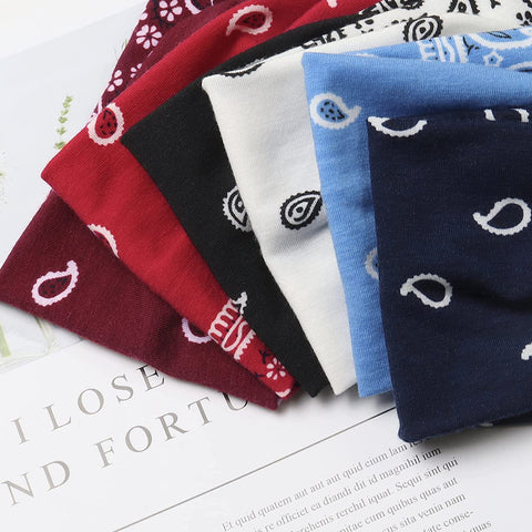Wide Hair bands for Women Boho Headbands for Women's Hair Elastic Soft 6 Pieces Headband Print Head bands Adult Women Accessories Yoga Sports Hairband Multicoloured Thin Headscarf