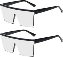 Load image into Gallery viewer, Flat Top Oversized Sunglasses - Square Sunglasses for Women Men Mirrored Rimless Sun Glasses Big Frame Fashion Shades UV400 Protection