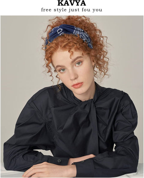 Wide Hair bands for Women Boho Headbands for Women's Hair Elastic Soft 6 Pieces Headband Print Head bands Adult Women Accessories Yoga Sports Hairband Multicoloured Thin Headscarf