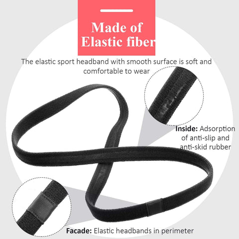 9 Pieces Thick Non-Slip Elastic Sport Headbands, Elastic Silicone Grip Exercise Hair and Sweatbands for Yoga