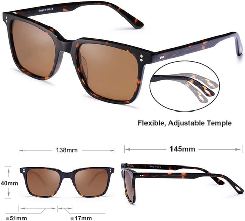 Retro Polarised Sunglasses for Women UV400 Protection Driving Outdoor Acetate Frame