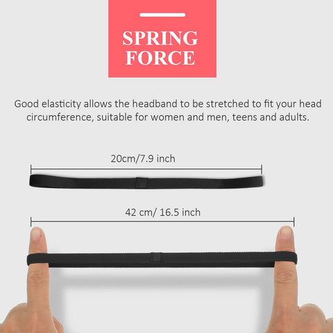 9 Pieces Thick Non-Slip Elastic Sport Headbands, Elastic Silicone Grip Exercise Hair and Sweatbands for Yoga