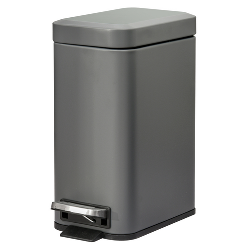 Compact 5L Steel Trash Can with Quiet-Close Lid for Seamless Clean-Up