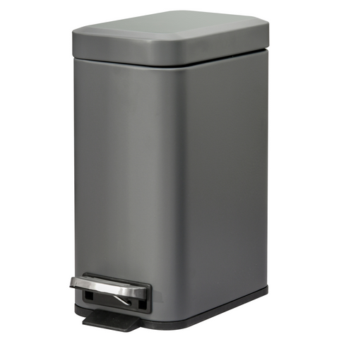 Compact 5L Steel Trash Can with Quiet-Close Lid for Seamless Clean-Up