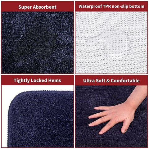 Ultra-Soft Navy Bath Mat - Premium Microfiber Comfort 60x90 cm