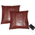 2 x 100 Vintage Wine Red Stripe Original Leather Cushion Covers -
