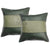 2 x Light Green & Dark Green Stripe Original Leather Cushion Covers -