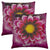 2 x Pink Sun Flower Original Print Leather Cushion Covers -