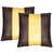 2 x Vintage Brown Stripe Original Leather Cushion Covers -