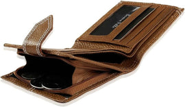 Elegant Tan Leather Wallet with RFID Protection for Men