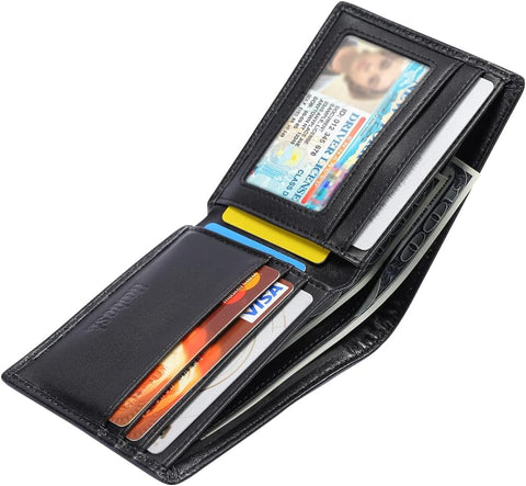 Mens Slim Secure RFID Blocking Genuine Leather Wallet