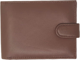 Mens Premium Genuine Black Leather Wallet with External Zipper Coin Pocket