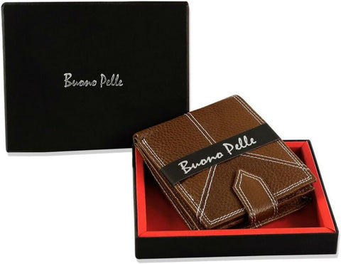 Elegant Tan Leather Wallet with RFID Protection for Men